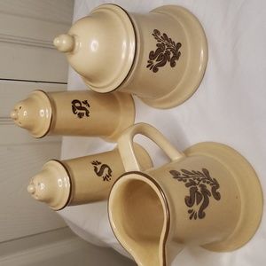 Pfaltzgraff Village Sugar Bowl w/Lid and Creamer Set Discontinued Pattern. 4 .